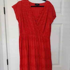Size 14 NEXT Cotton Maxi Eyelet Orange Red Hue Dress